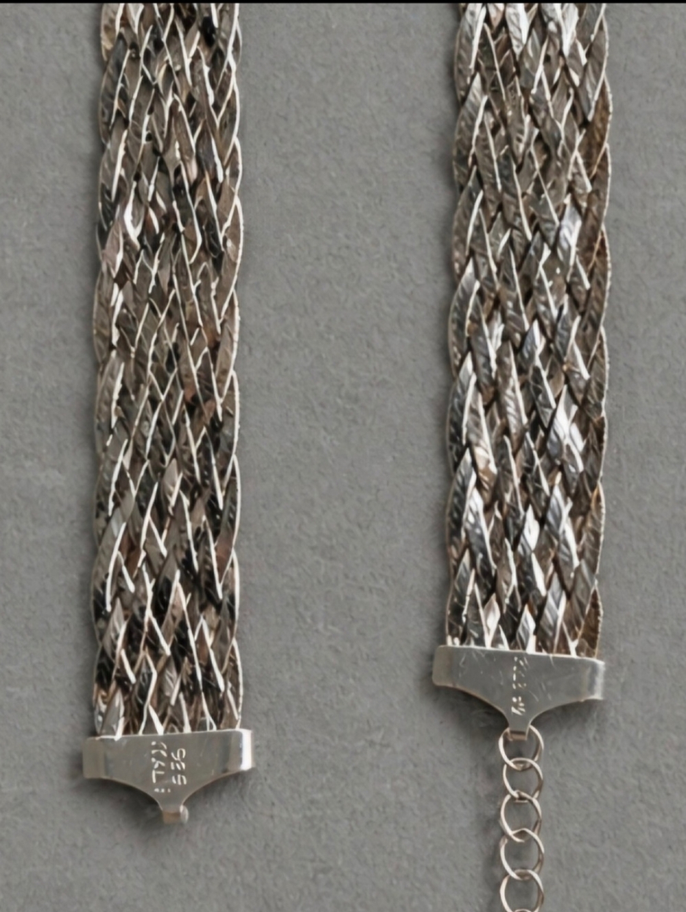 Vintage Italy 925 Sterling Silver Wide Braided Mesh Necklace Bracelet Set - Picture 5 of 5